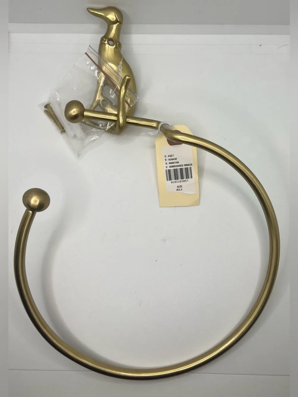 Anthropologie Caine Dog Towel Ring, Brushed Brass